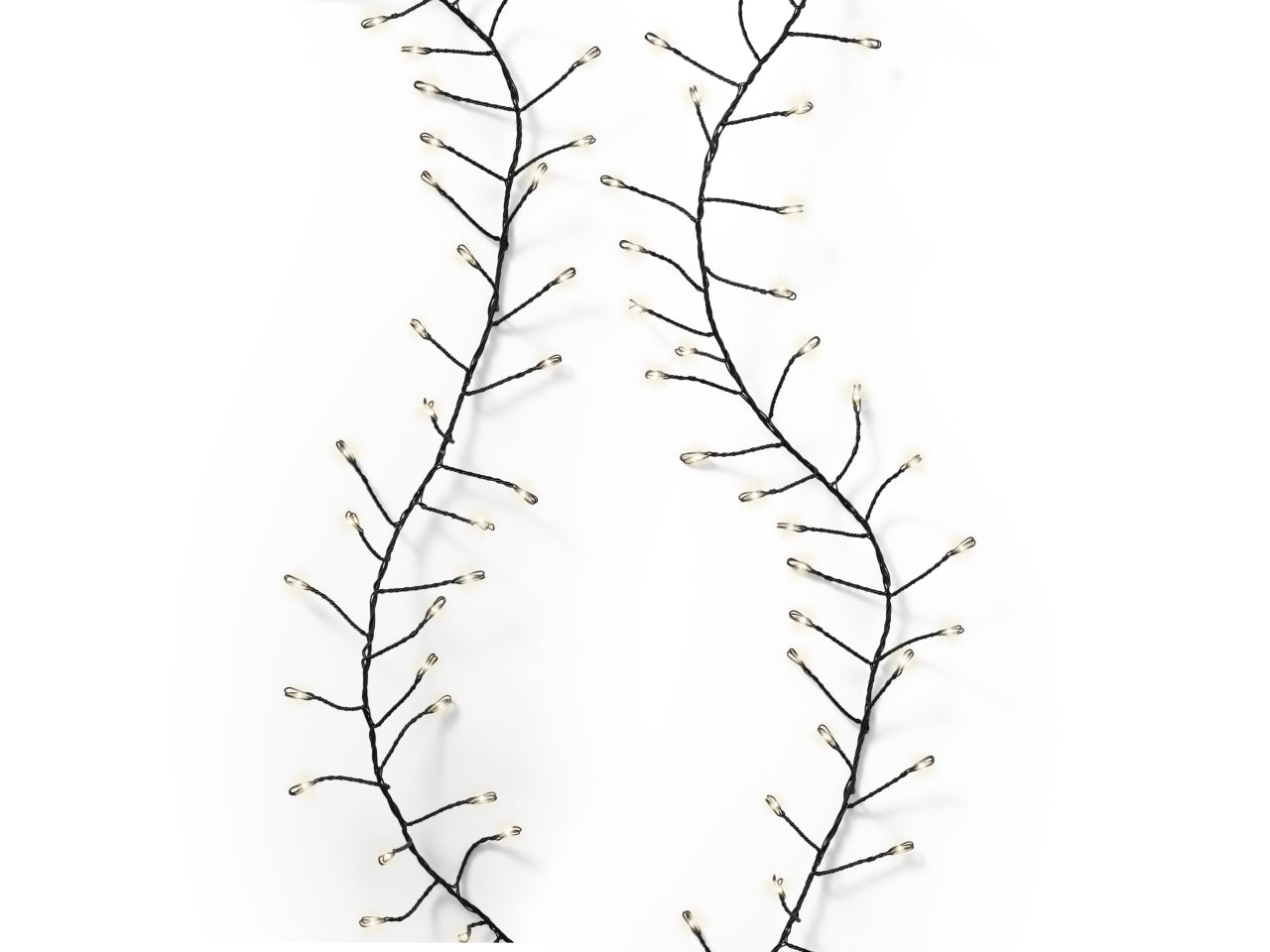 Catena luci con filo metallo nero 960led bianco caldo 8 funzioni 12mt per uso interno/esterno