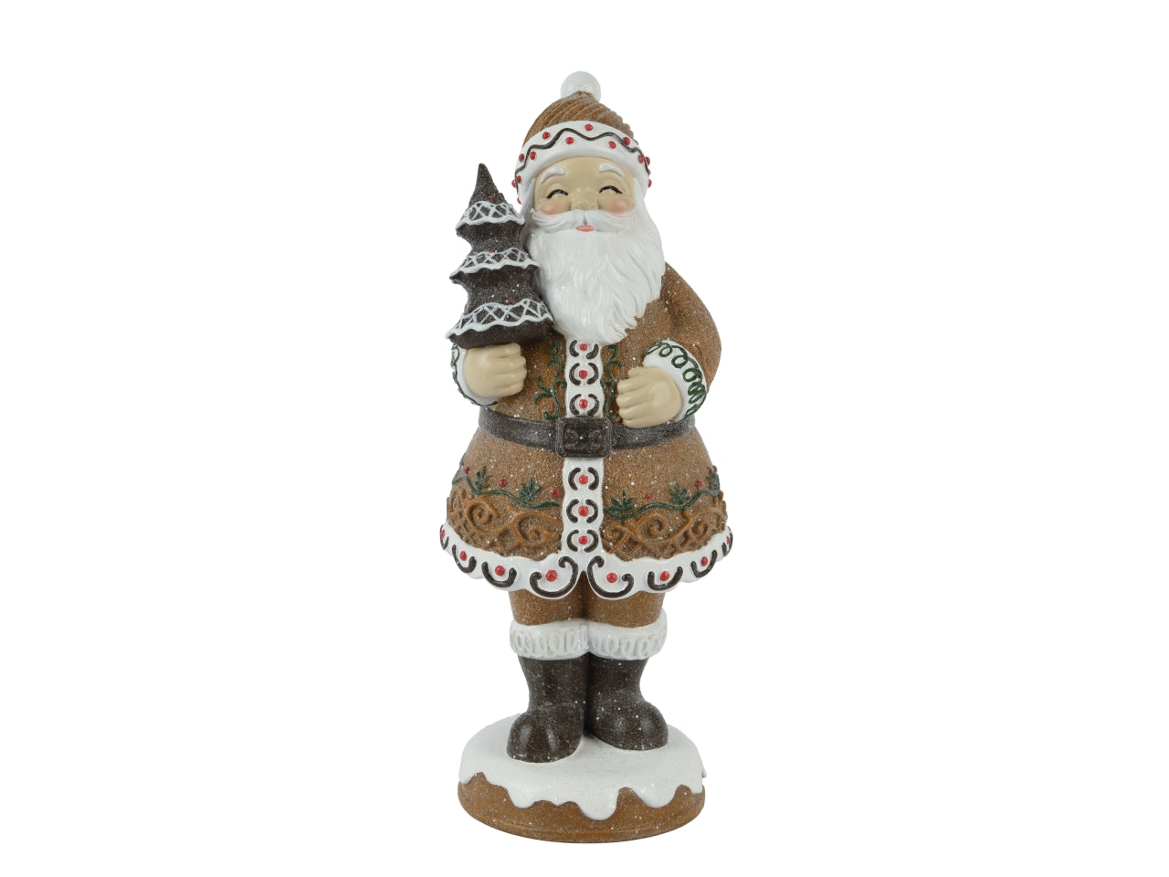 Babbo natale 30,8cm con albero in  resina oro