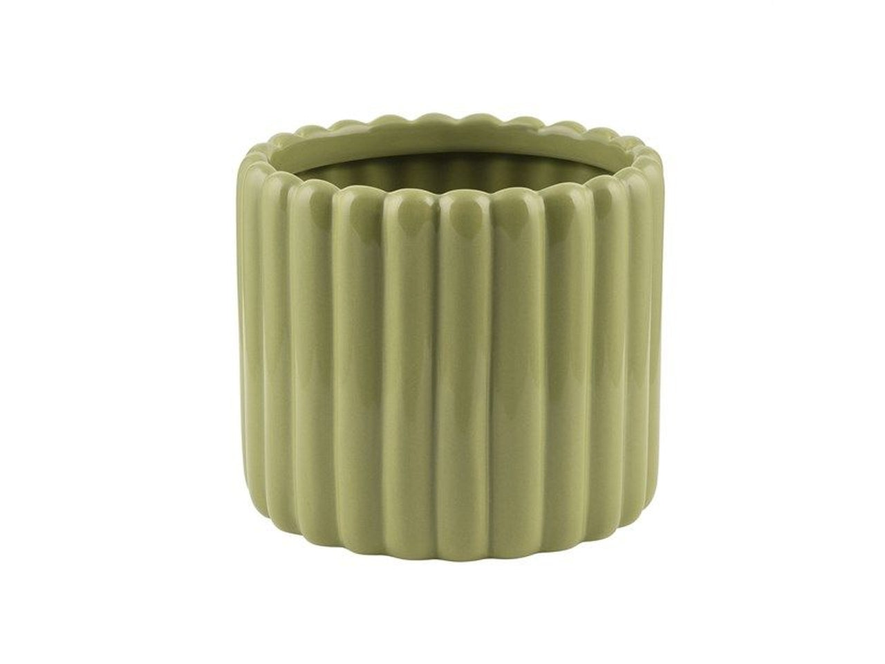 Cilindro rigato ceramica verde h.125x144mm interno h.116x120mm