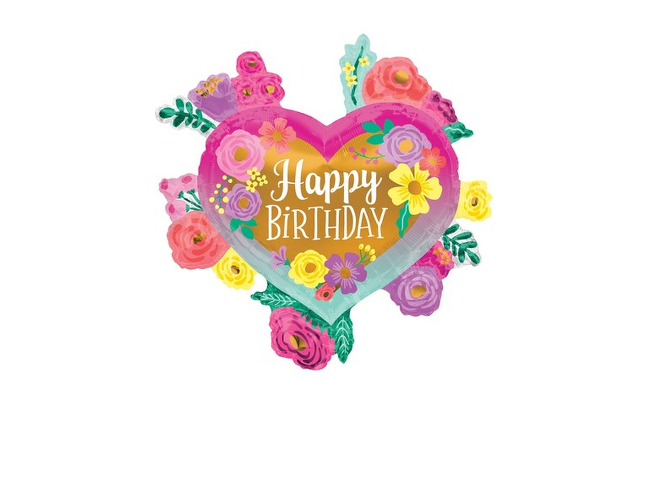 Pallone foil supershape 68x68cm Happy Birthday Painted Flower