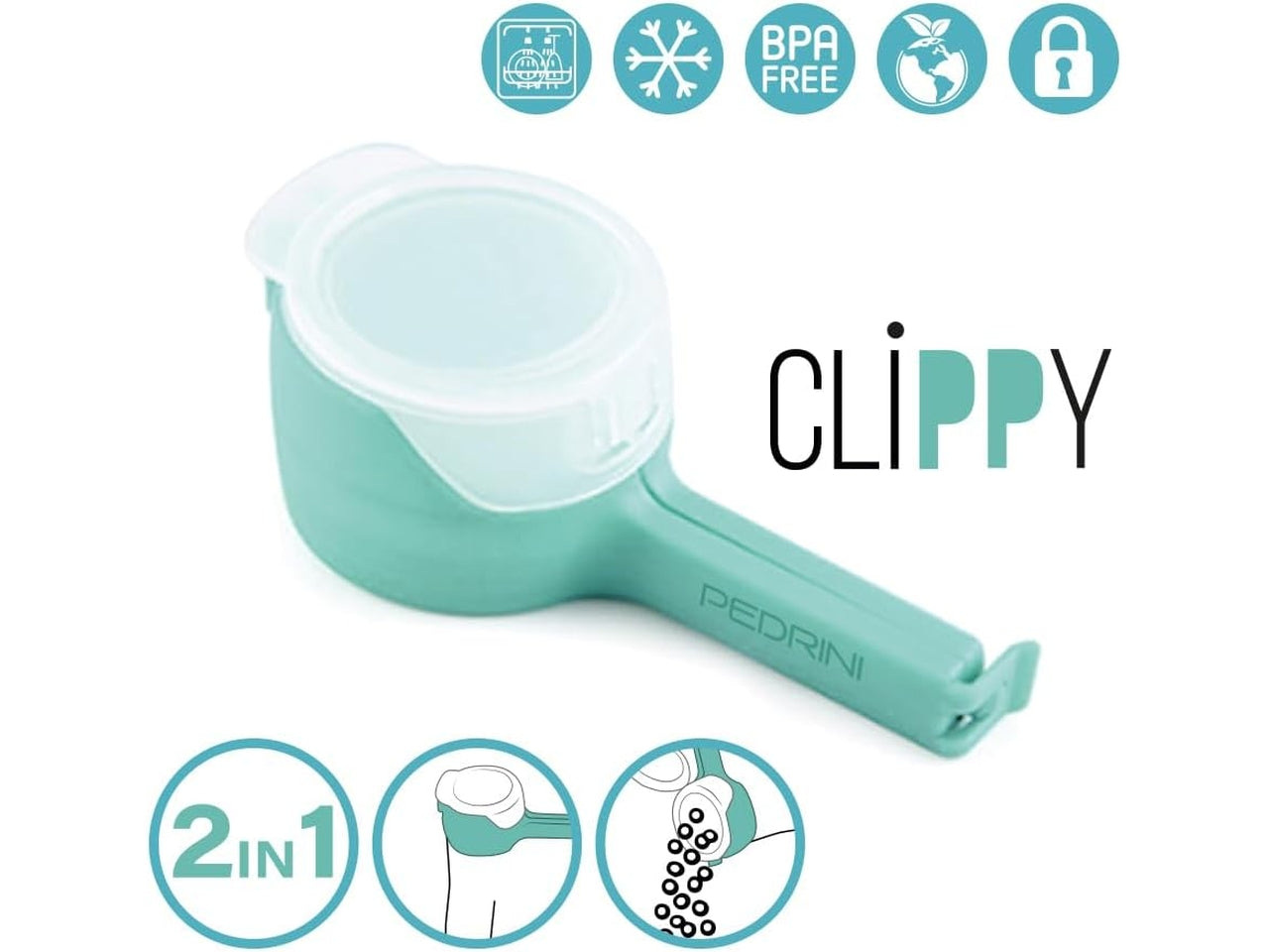 Clip chiudi sacchetto con tappo versatore cartoncino