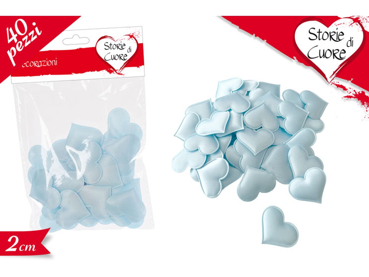 Busta con 40 cuori celesti