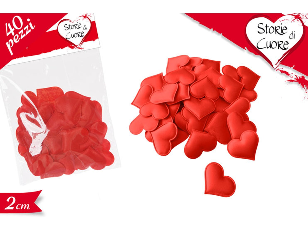 Busta con 40 cuori rossi
