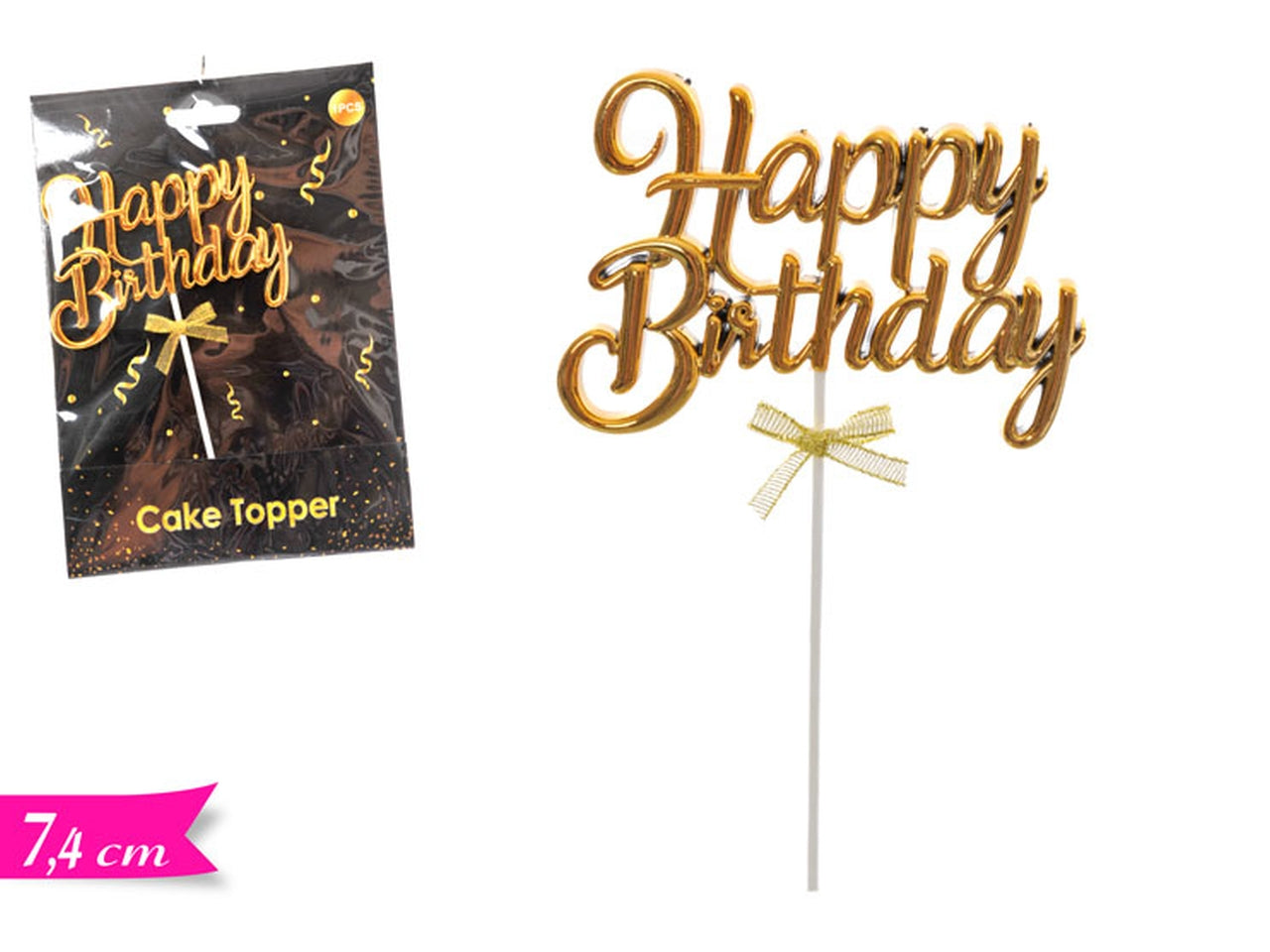 Cake topper happy birthday gold