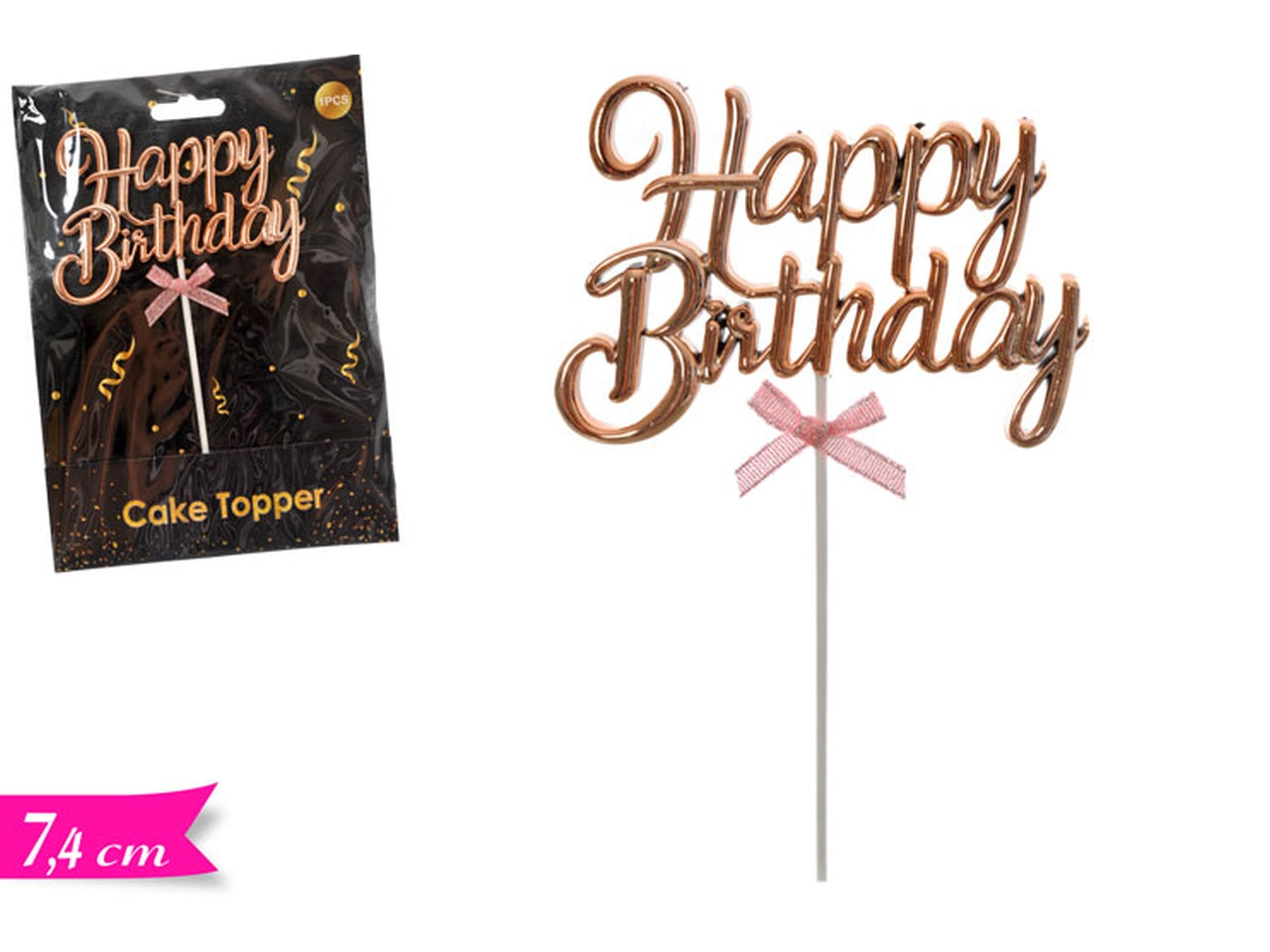 Cake topper happy birthday rose