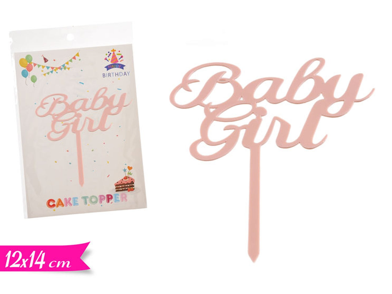 Cake topper-baby girl/rosa