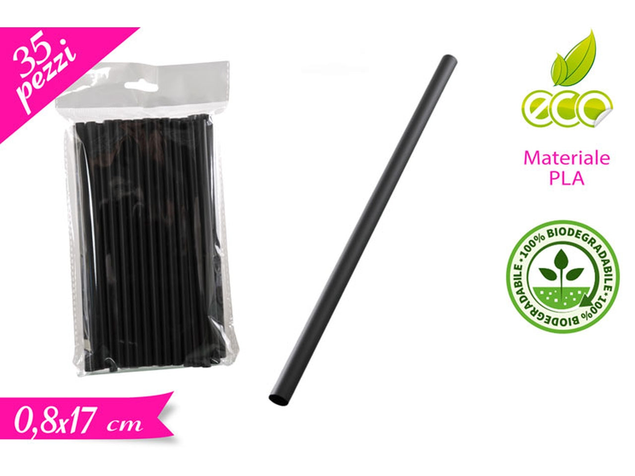 Confezione di 30 cannucce nere