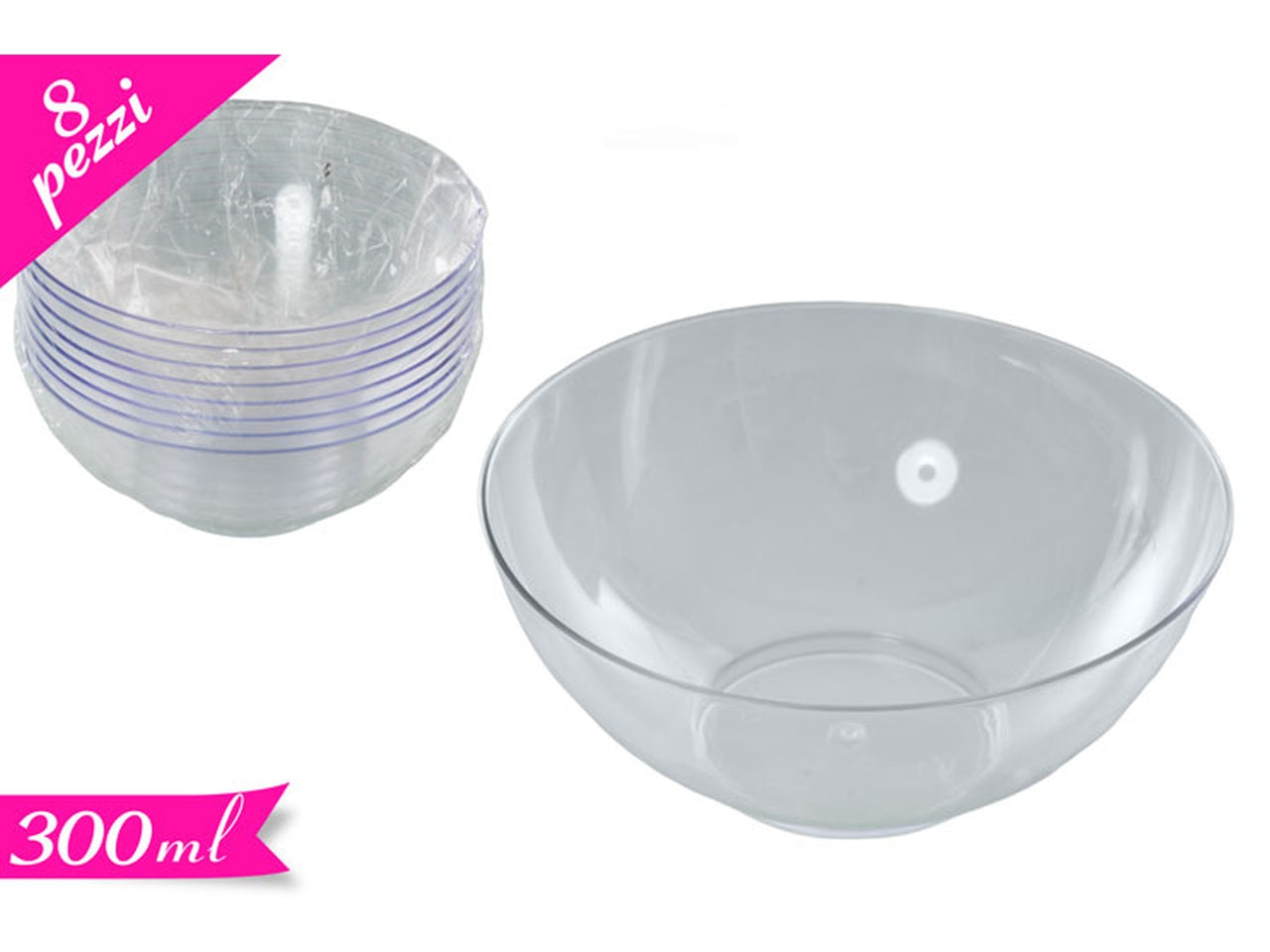 Confezione di 8 coppette riutilizzabili trasparenti