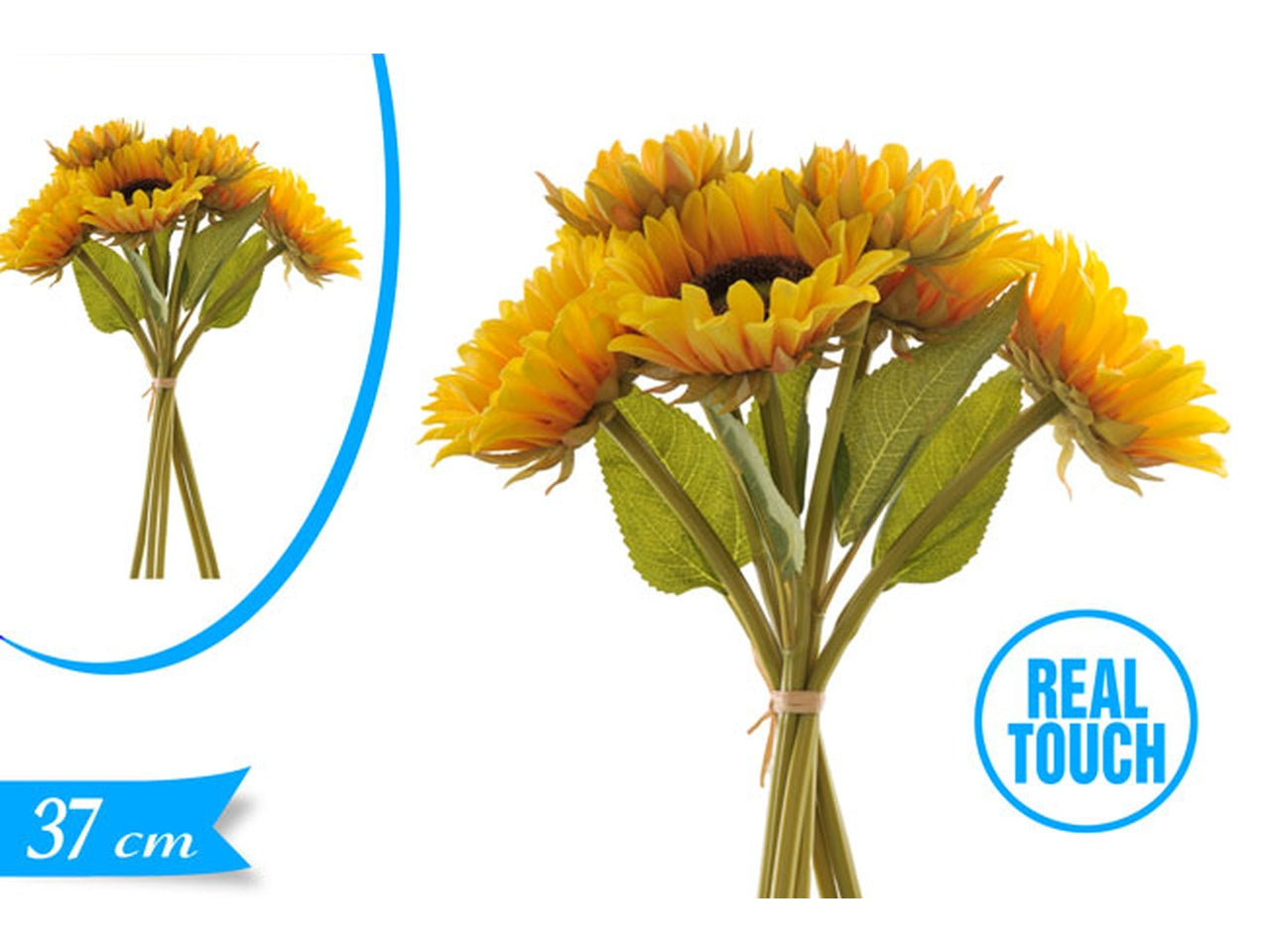 Mazzetto di 6 girasoli in gomma da 37cm