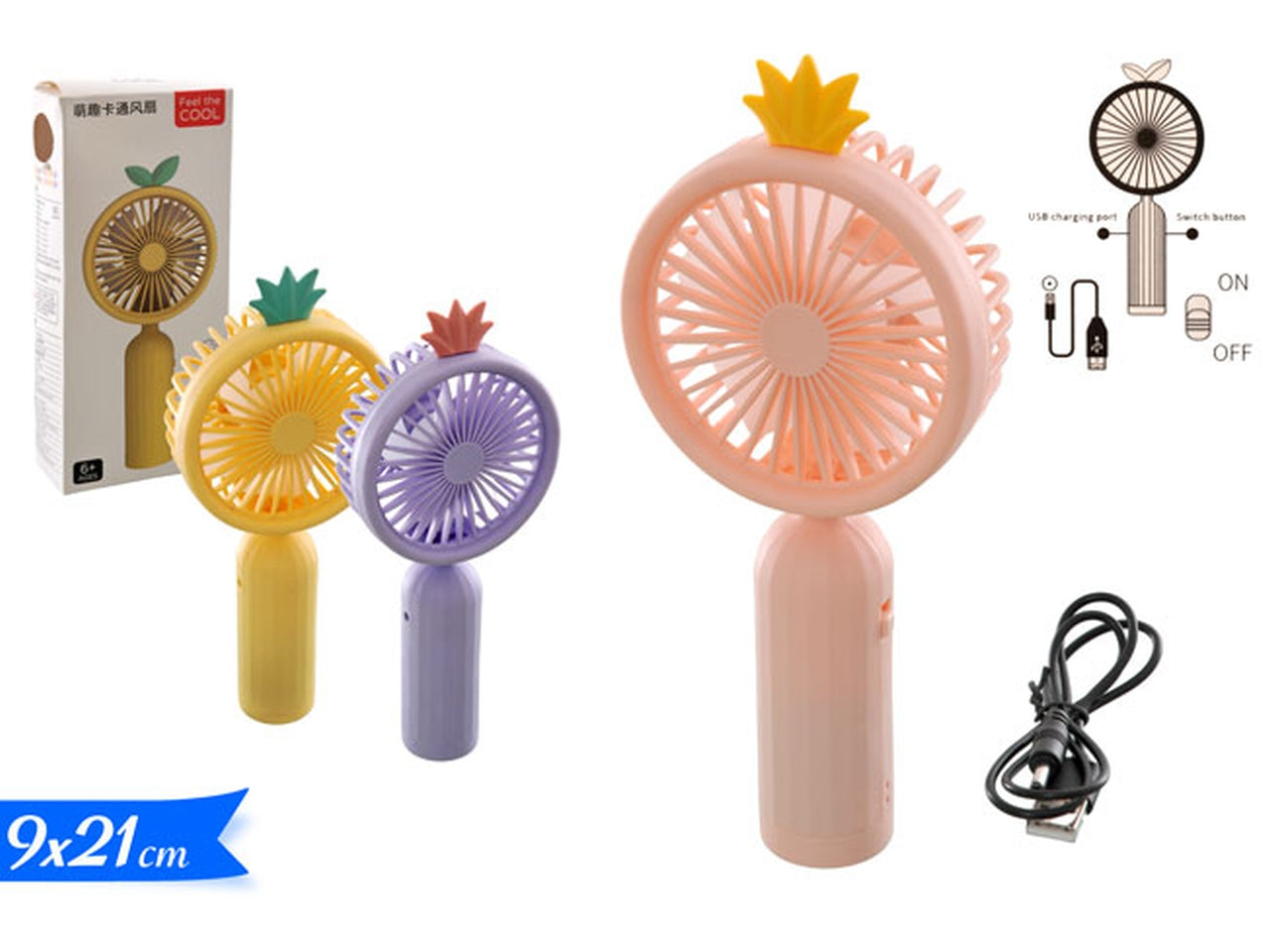Miniventilatore portatile - colori assortiti $