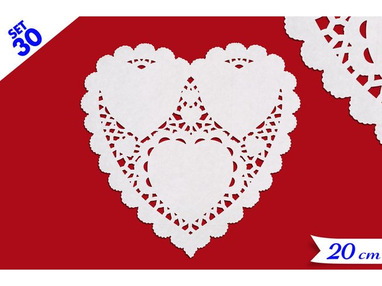 Set 30 centrini per dolci a forma di cuore