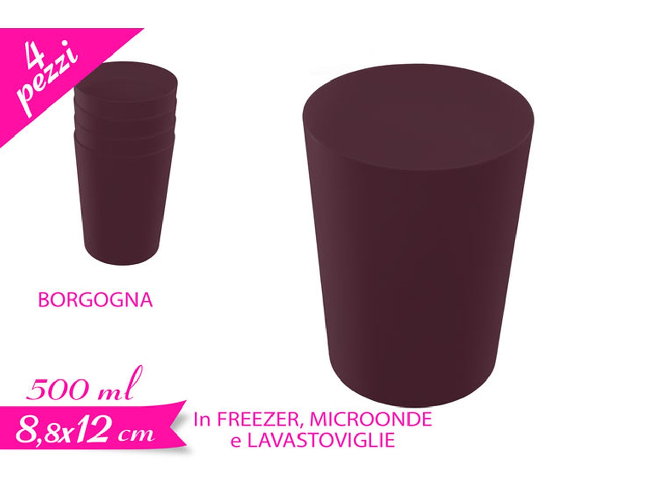 Set 4 bicchieri porpora 500ml