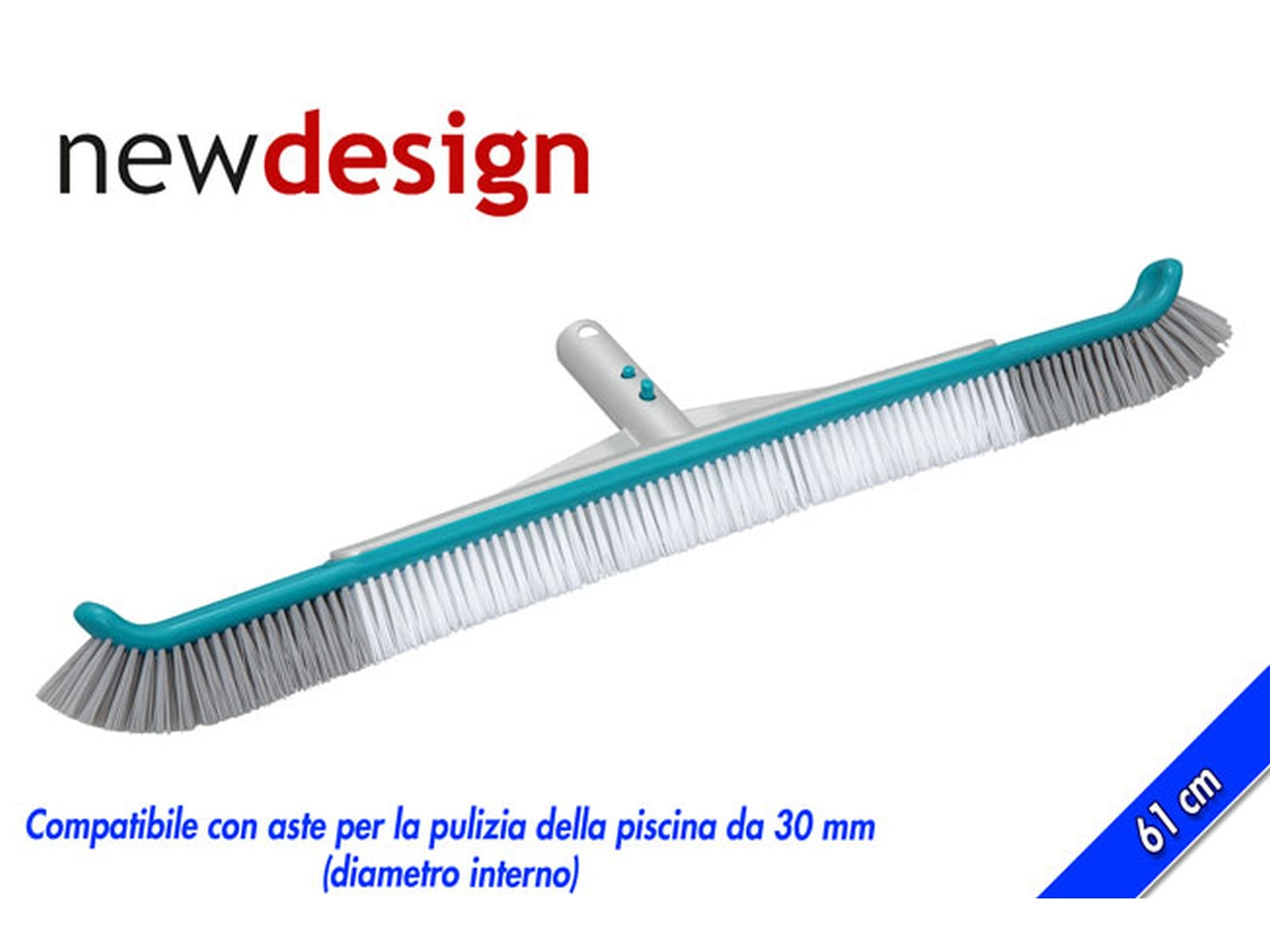 Spazzola per piscina compatibile con aste diametro interno 30 mm, anti corrosione.