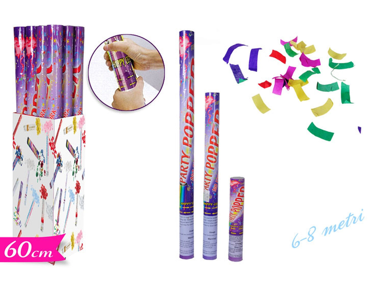 Tubo spara coriandoli 60cm