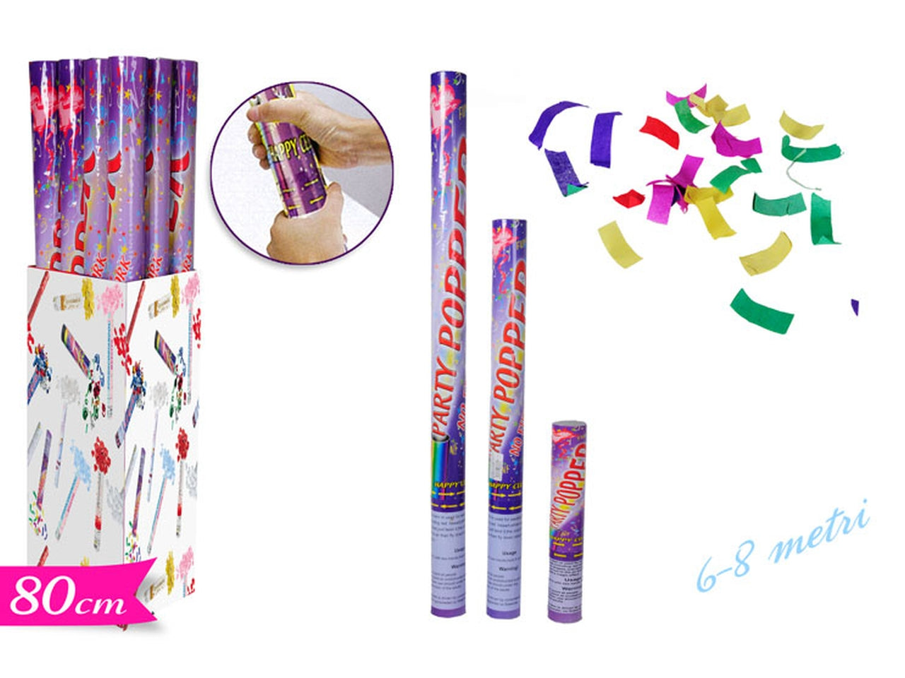 Tubo spara coriandoli 80cm