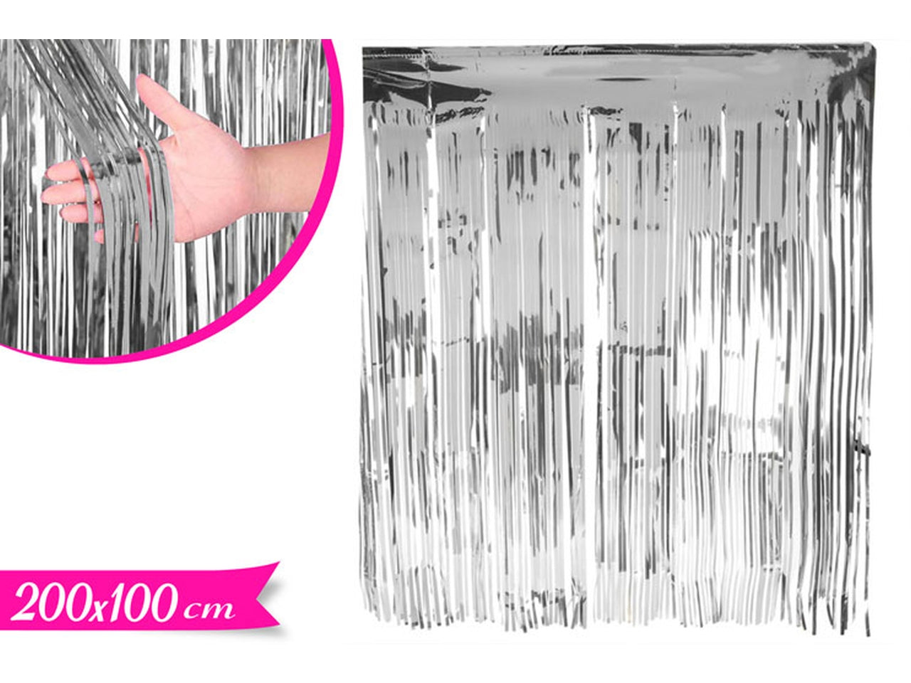 Tenda decorativa 200x100cm argentata argento