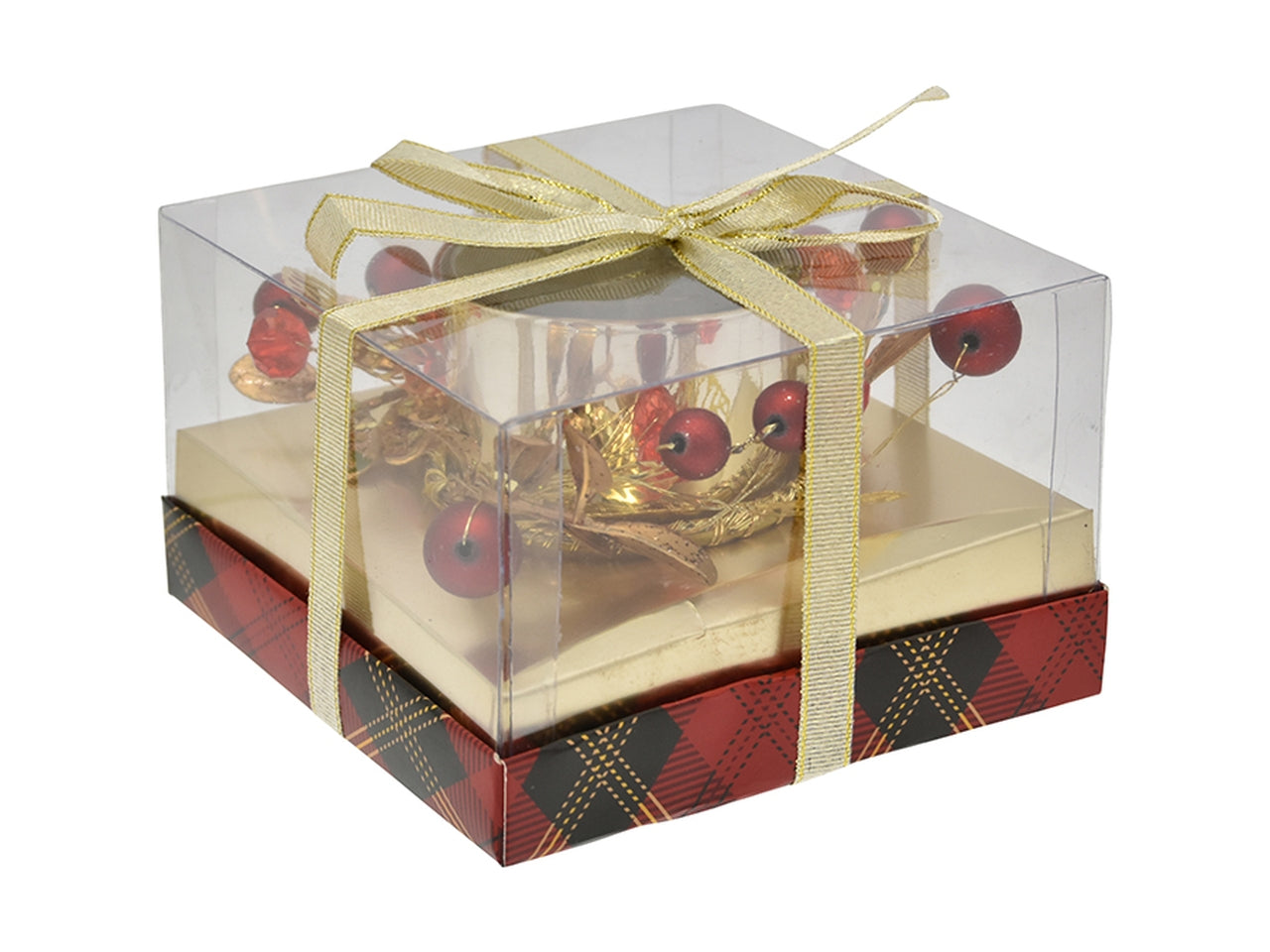 Portacandela 12,3x8cm oro/rosso