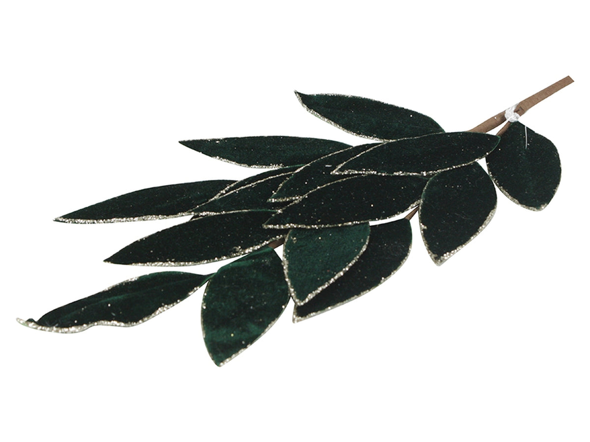 Ramo foglie verdi con bordi oro