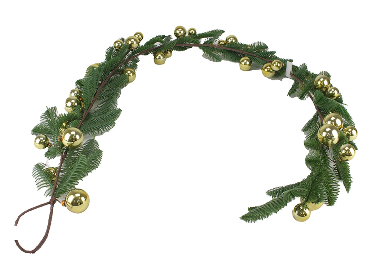 Ghirlanda 180cm verde con palle oro