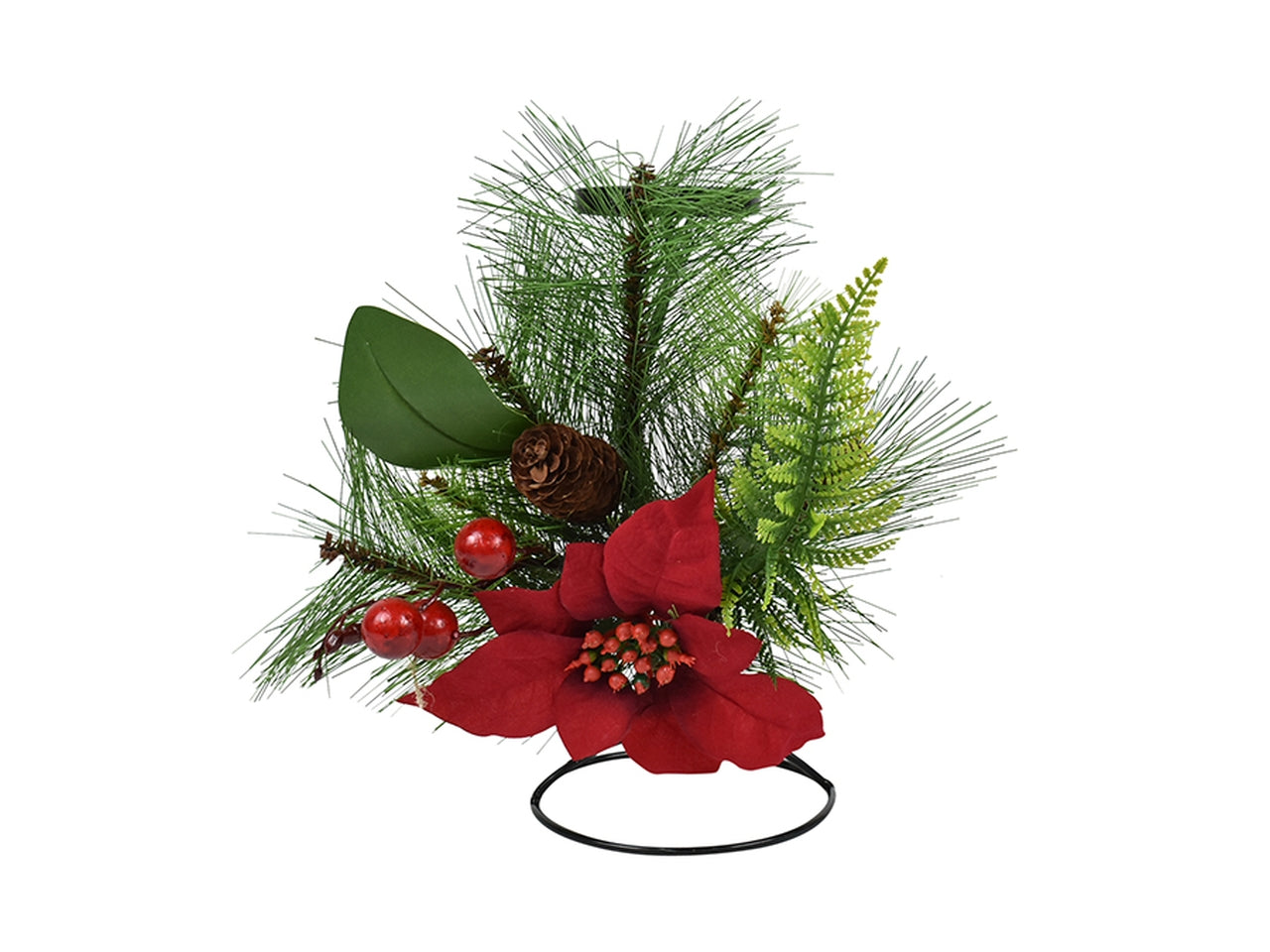 Portacandela 22cm con fiore stella di natale