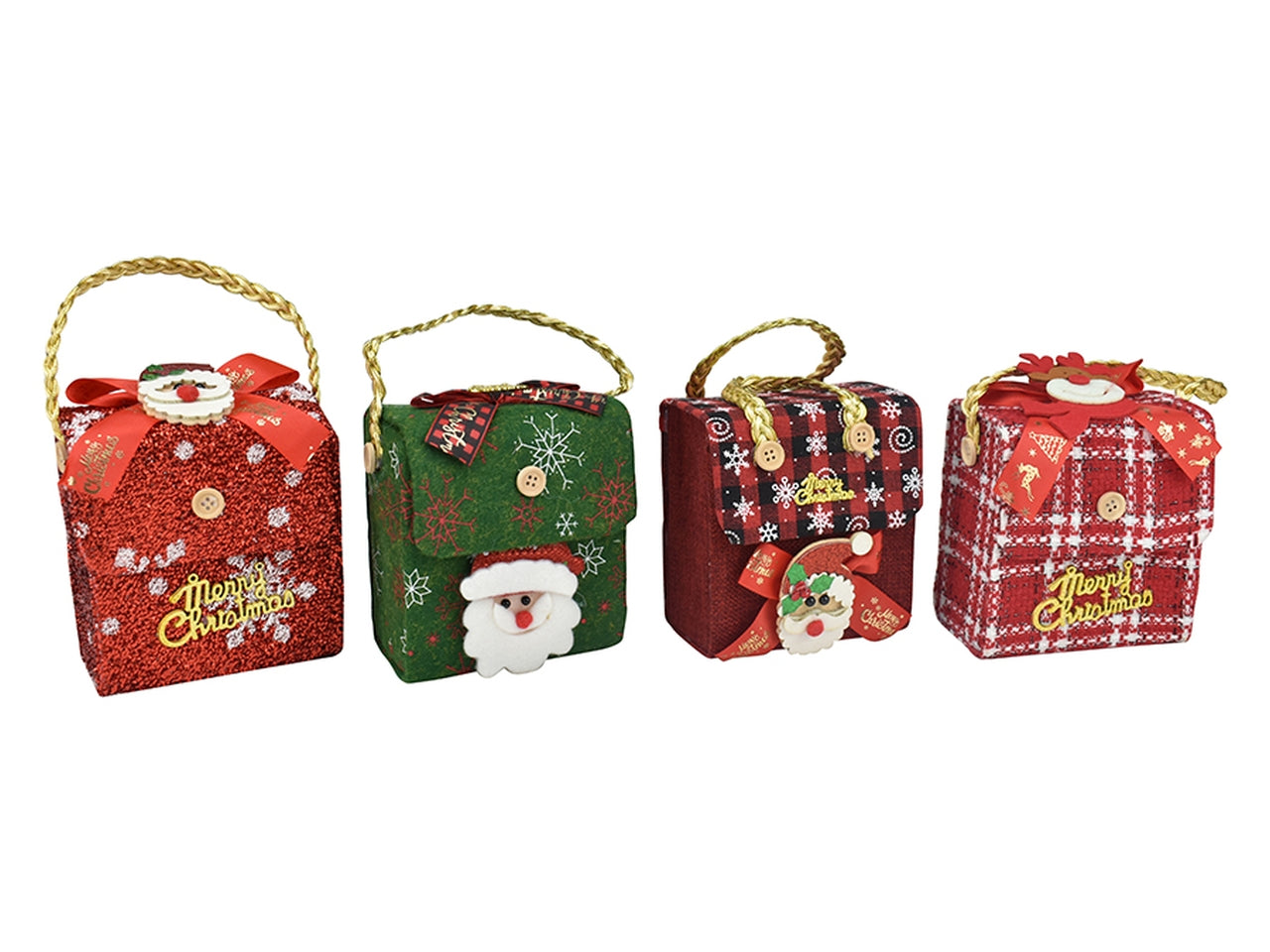 Scatola natalizia 12x10cm in 4 colori assortiti