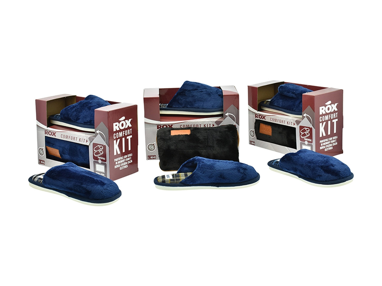 Borsa acqua calda con pantofola taglia dalla 41 alla 45 in 3 varianti di colori