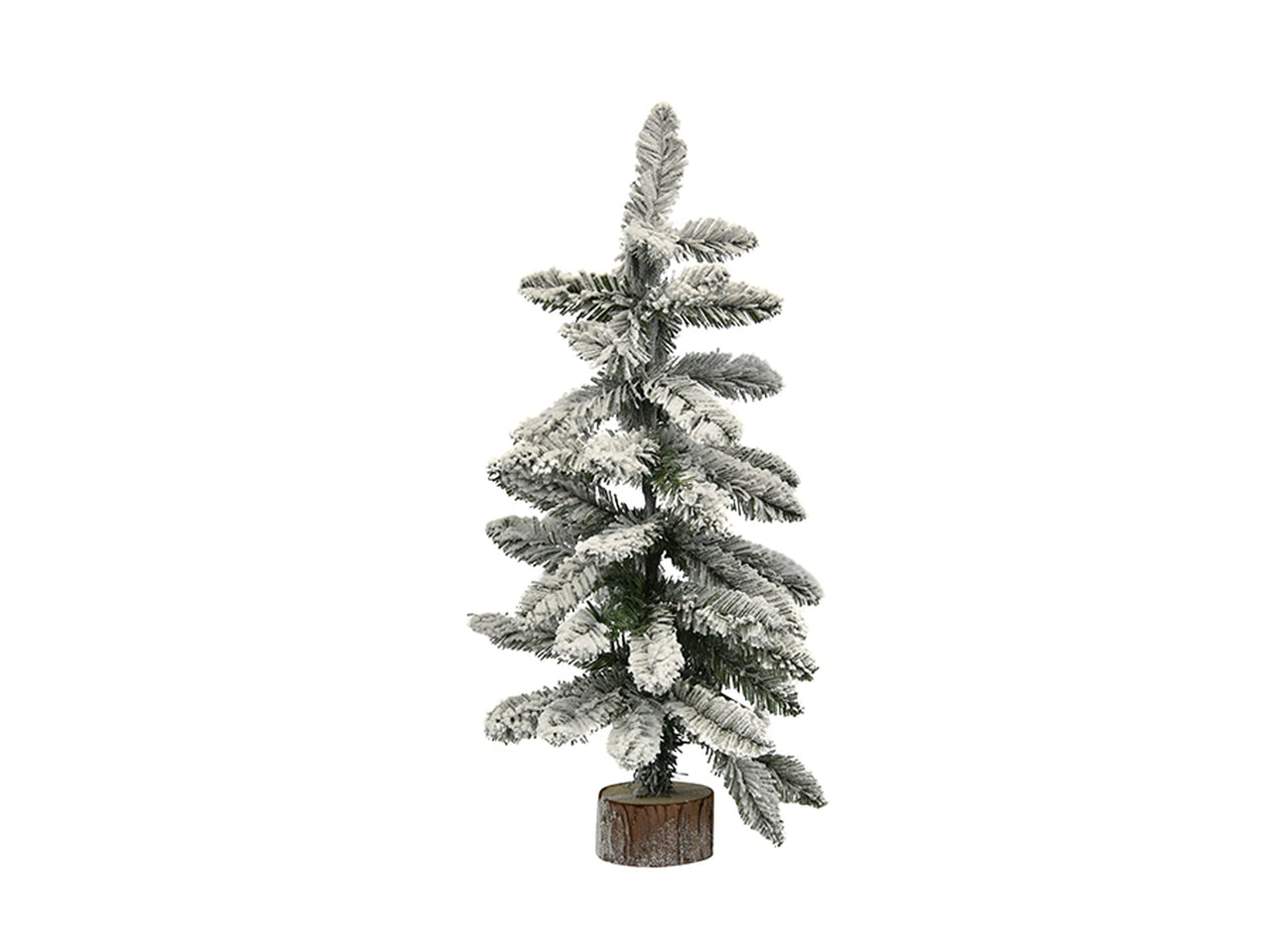 Albero 60cm innevato 50 rami con base legno