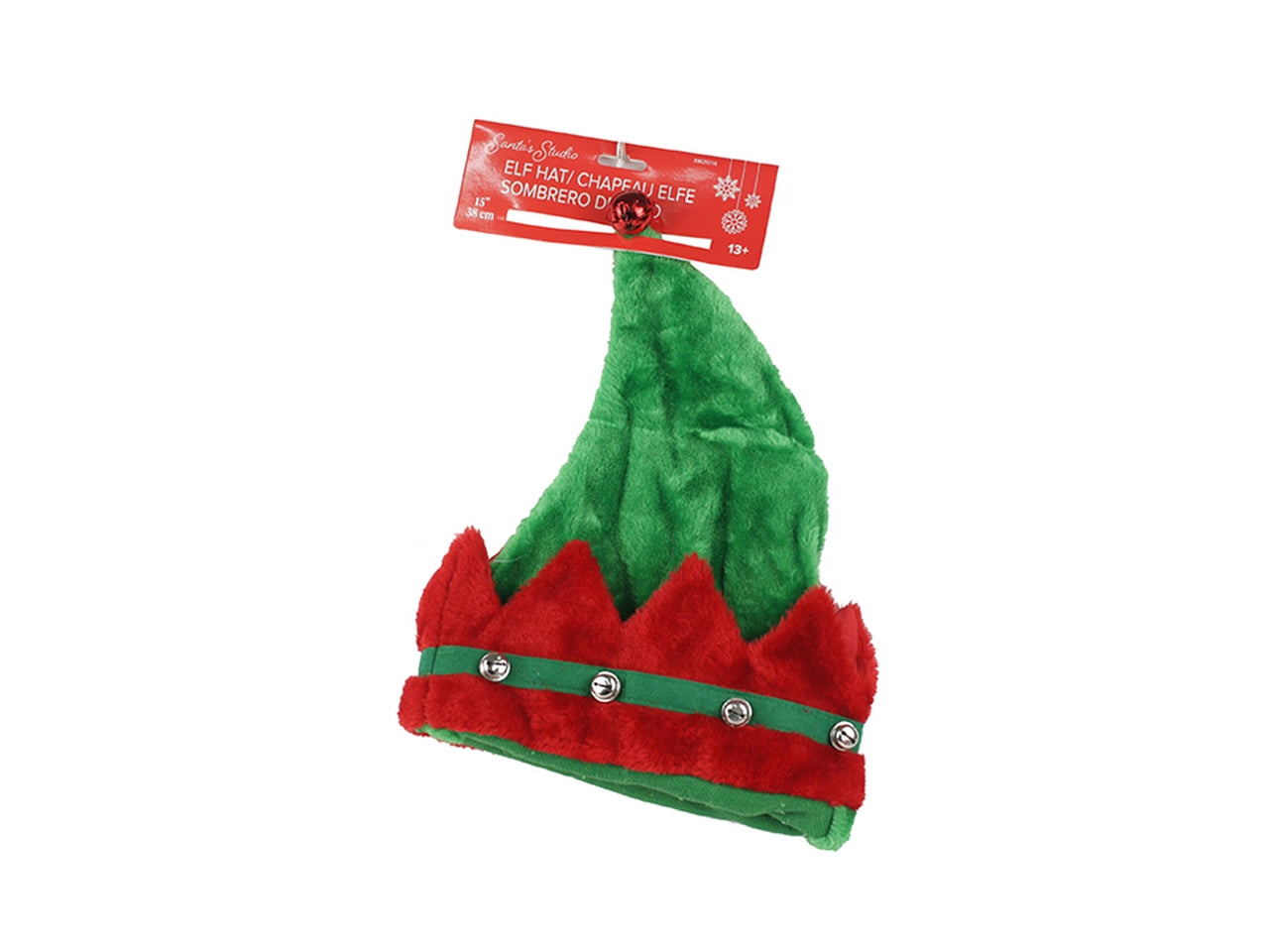Cappello elfo 35cm verde e rosso