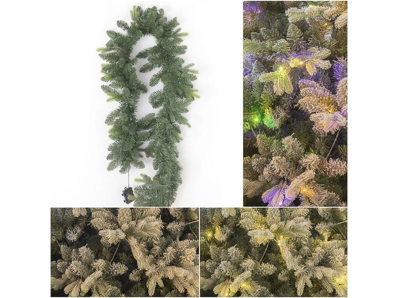 Ghirlanda pino con neve 50 luci 180cm 639 verde snow multicolor