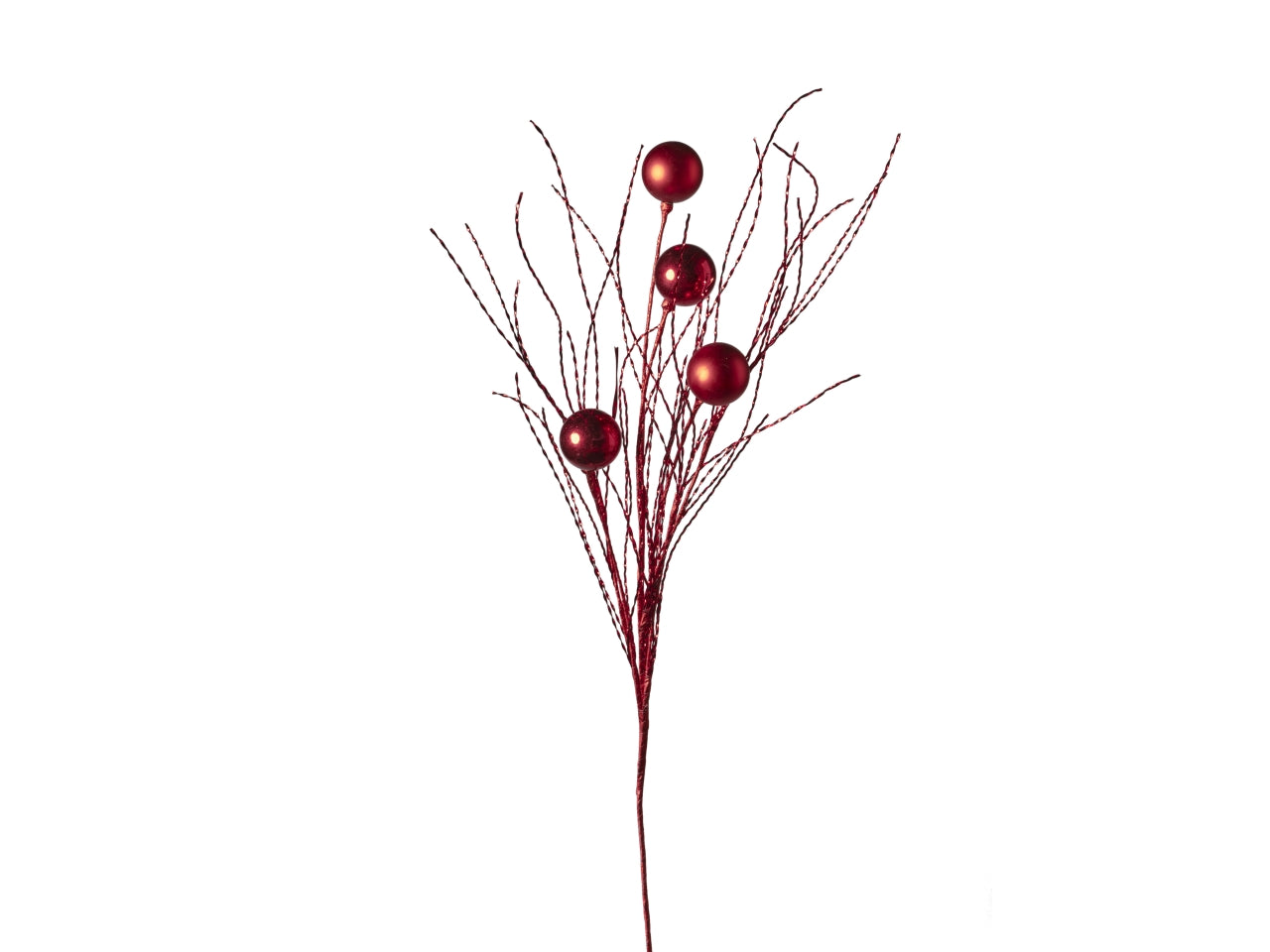 Ramo palline con fili natalizi 90cm 253 rosso