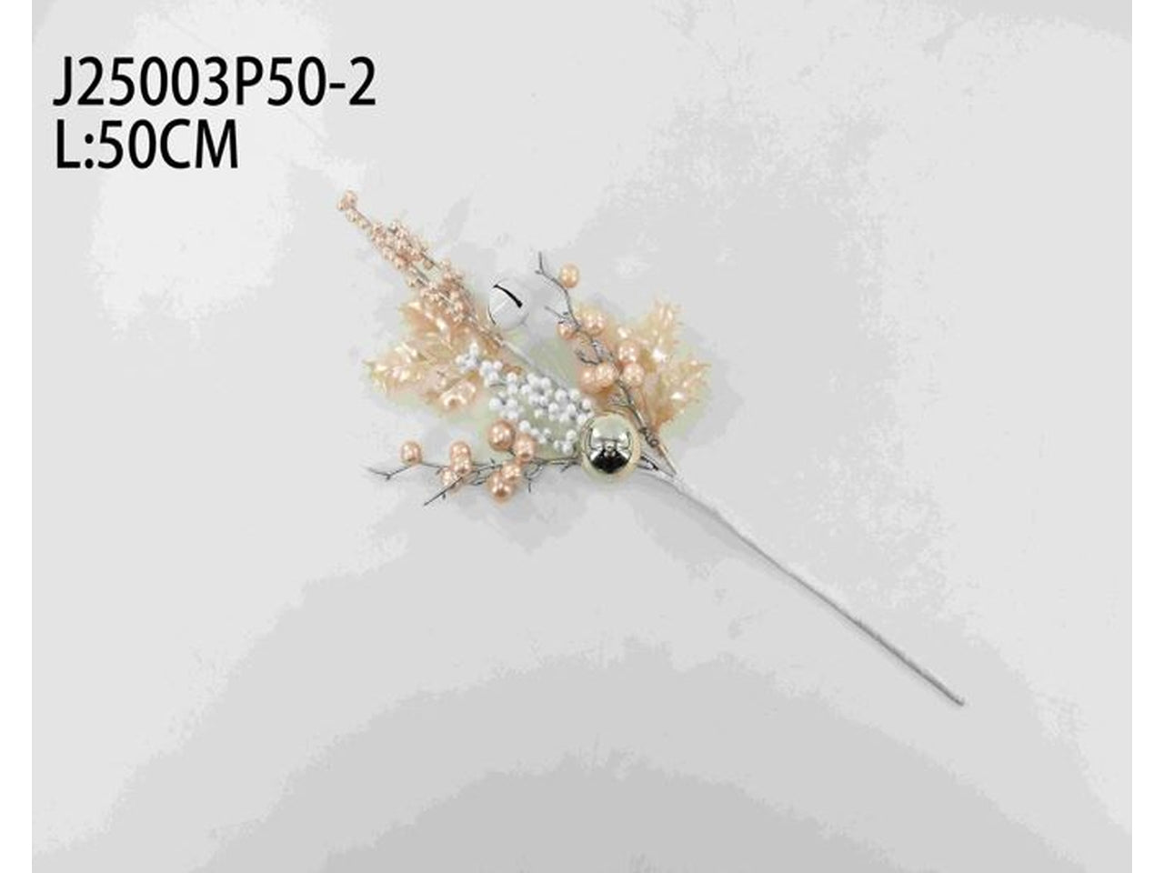 Ramo 50cm con bacche bianche e rosa perlate