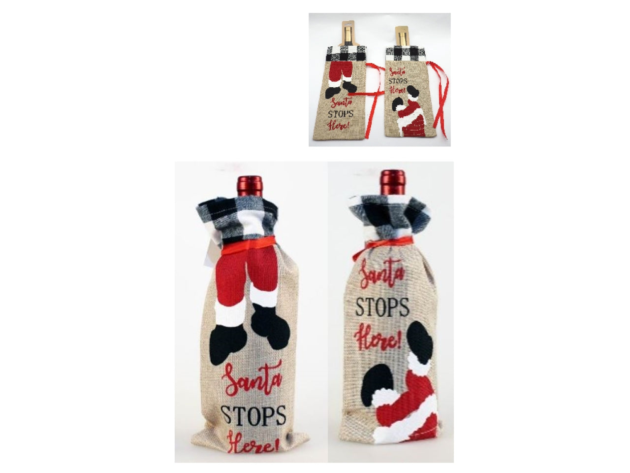 Portabottiglia in juta 14xh.32cm con babbo natale 2 modelli assortiti