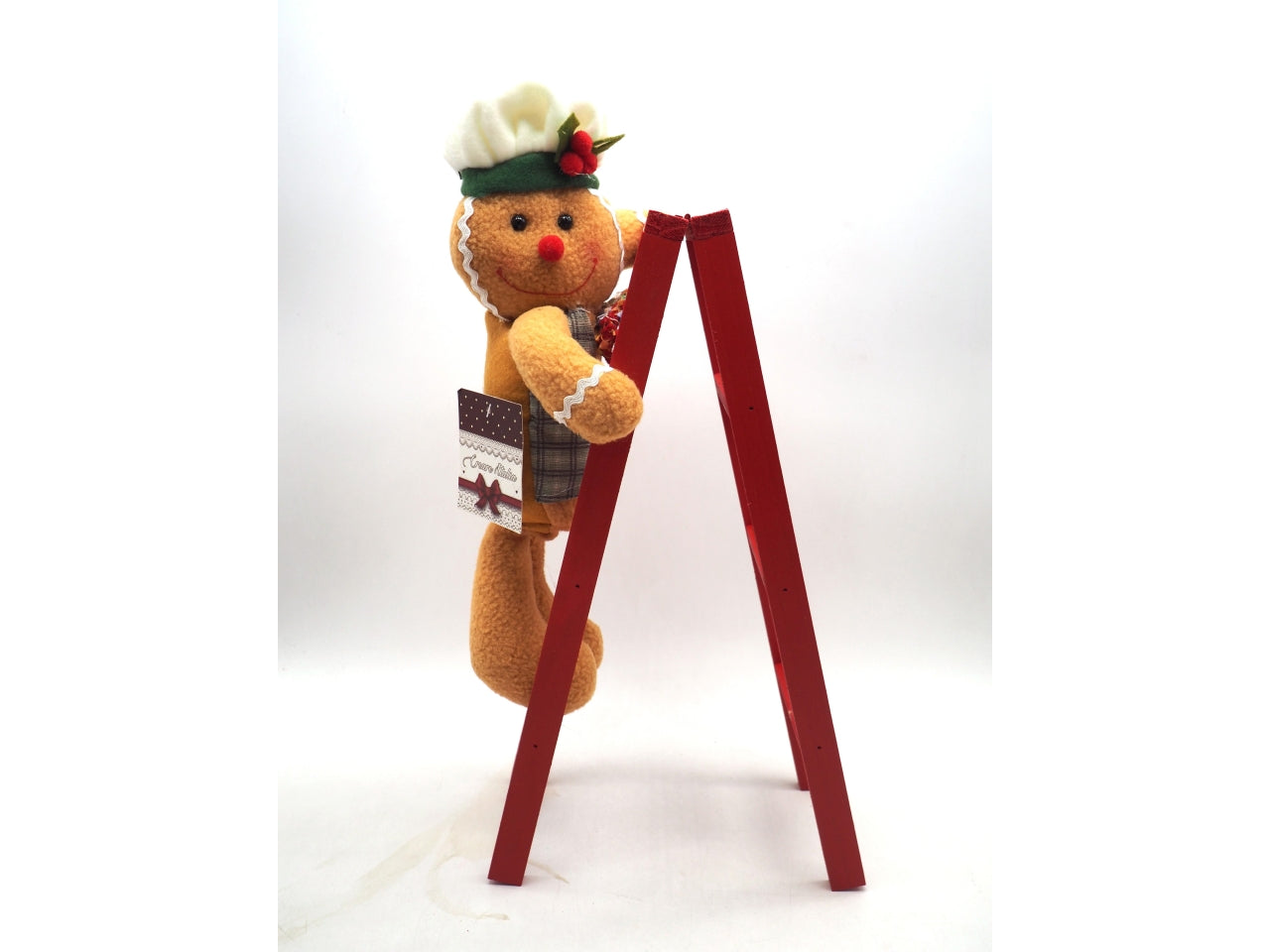 Omino pan di zenzero con scaletta in legno 46cm