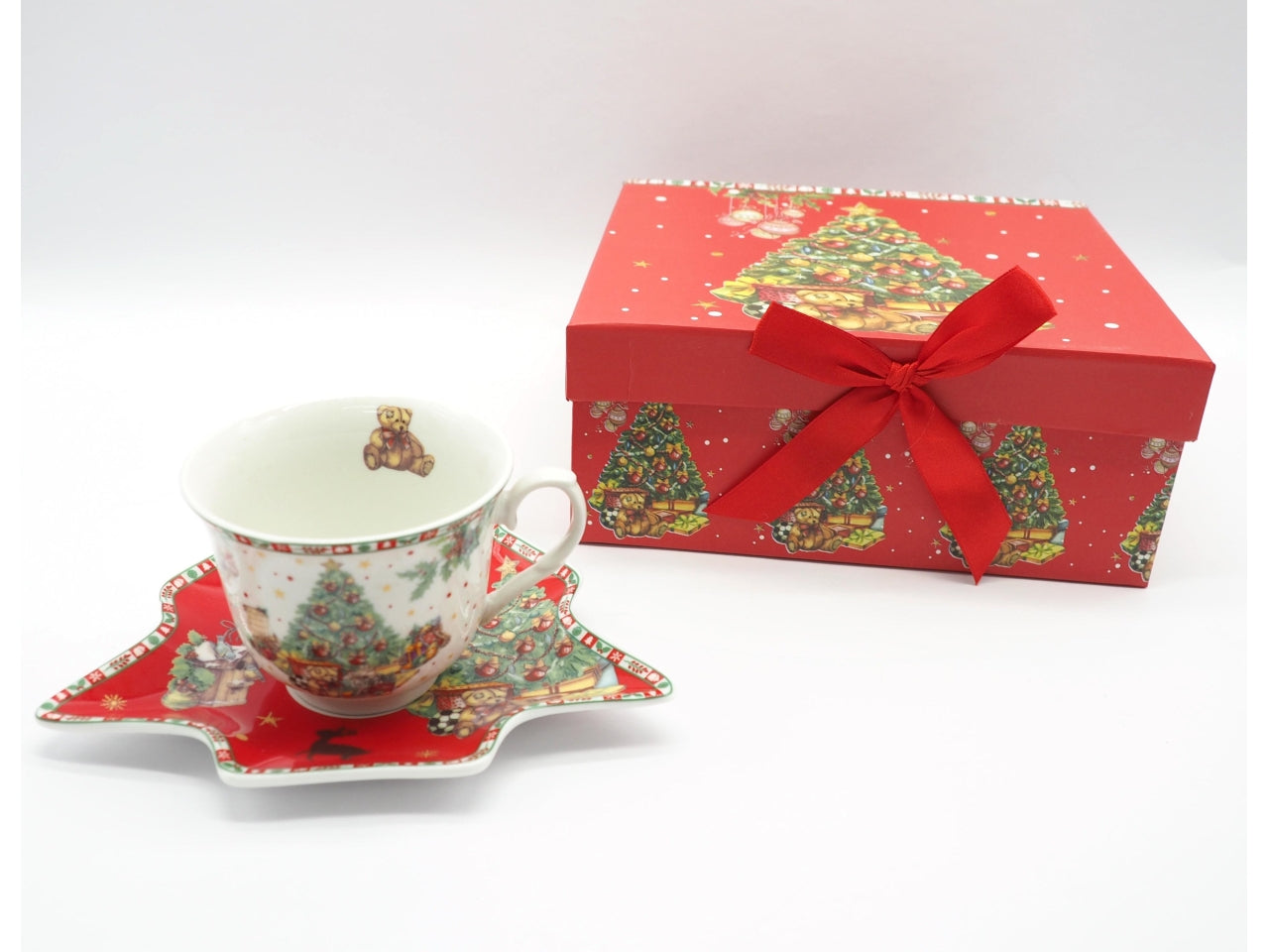 Tazza the con piatto forma albero in scatola regalo