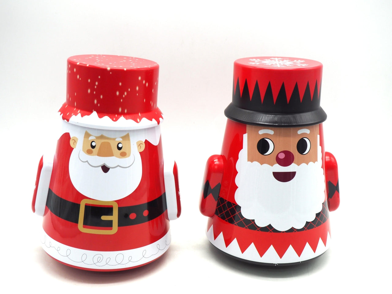 Scatola babbo natale in latta 19cm 2 decori assortiti