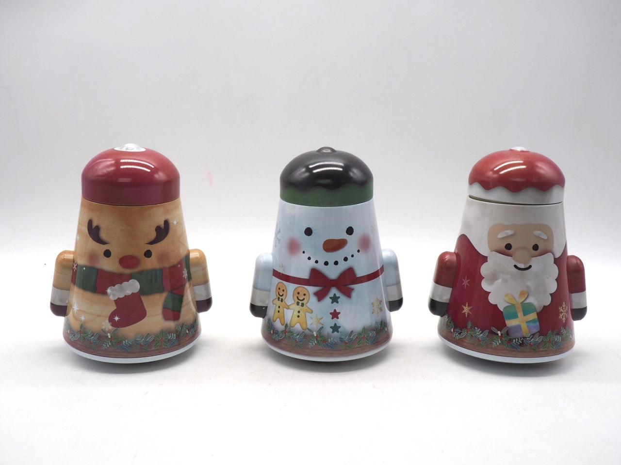 Scatola in latta 15cm babbo natale/renna/pupazzo di neve assortiti