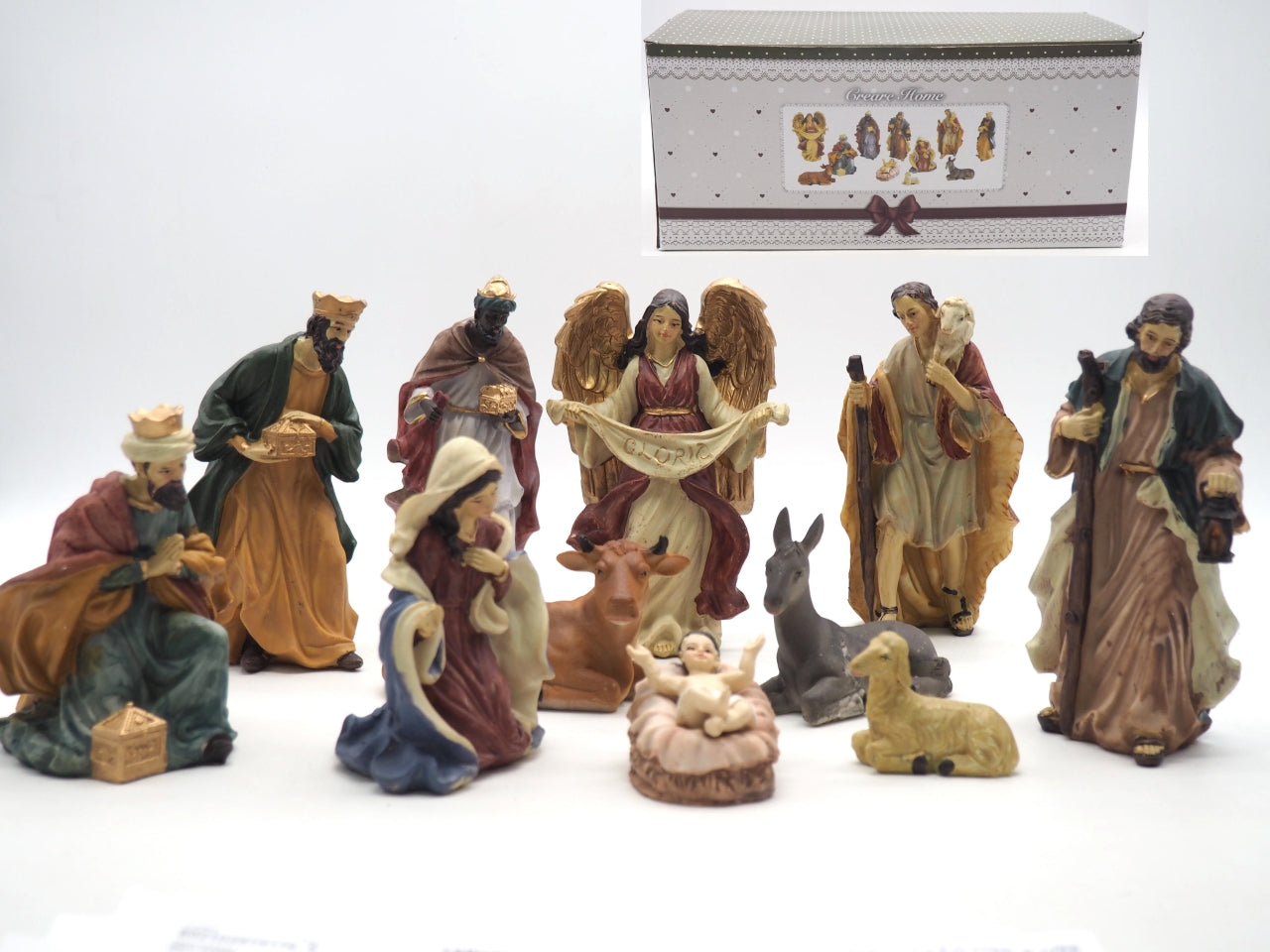 NativitÃ  in resina 15cm da 11 pezzi colorata