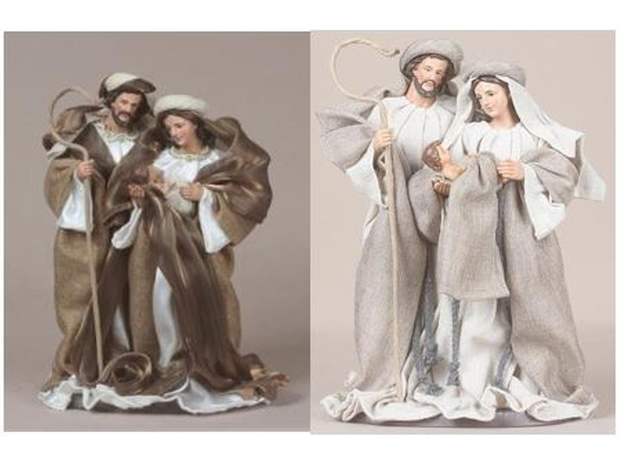 Nativita' 3 pezzi con vestito in stoffa 13x18,5xh.31cm 2 colori