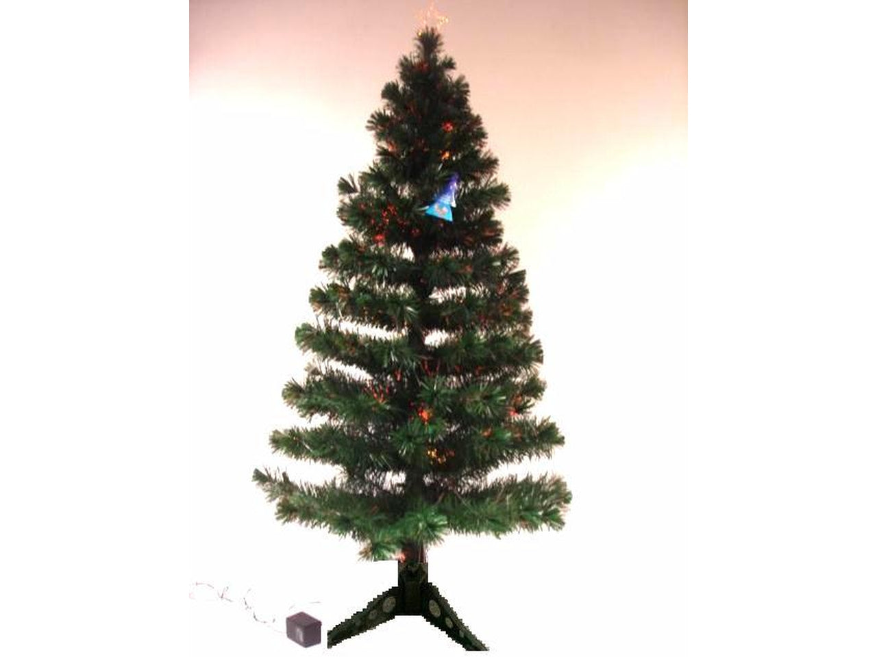 Albero 150cm verde 1750tips con fibre ottiche multicolor e puntale stella