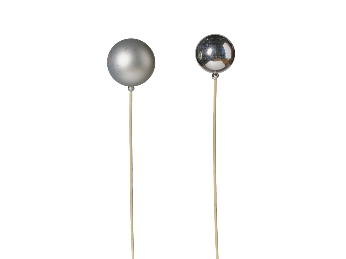 Palline/stick d.5/6cm l.50cm 272 argento in 2 assortimenti 24 pezzi
