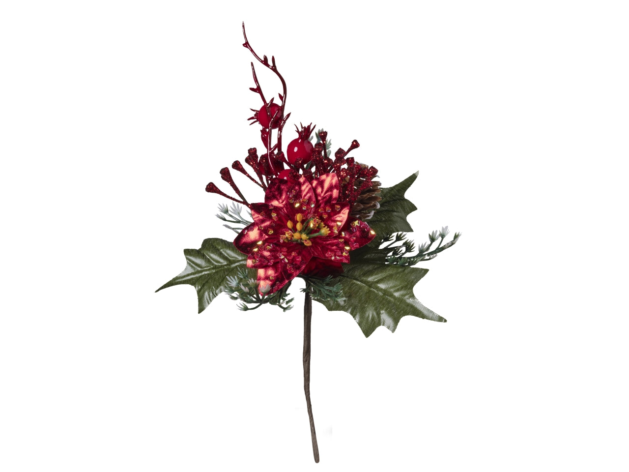 Ramo natalizio 24cm 12 pezzi/polybag 253 rosso