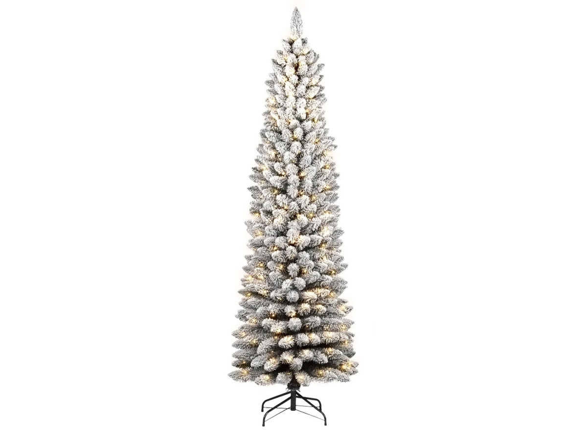 Albero silvestre floccato 210cm con 350bianco caldo e giochi di luce  442 rami diametro 60cm montaggio pencil