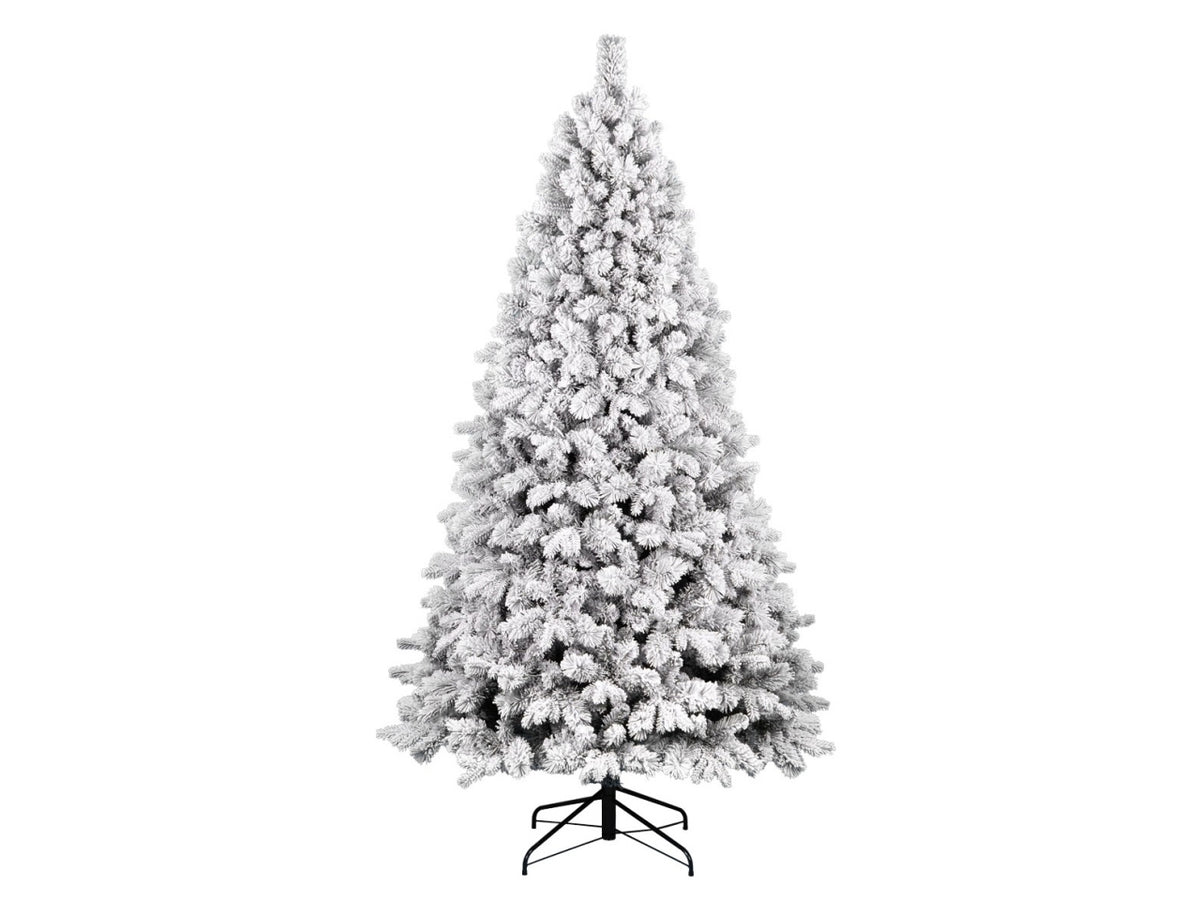Albero Frosty floccato 210cm 1339rami diametro 116cm pe+pvc+pp montaggio ad ombrello