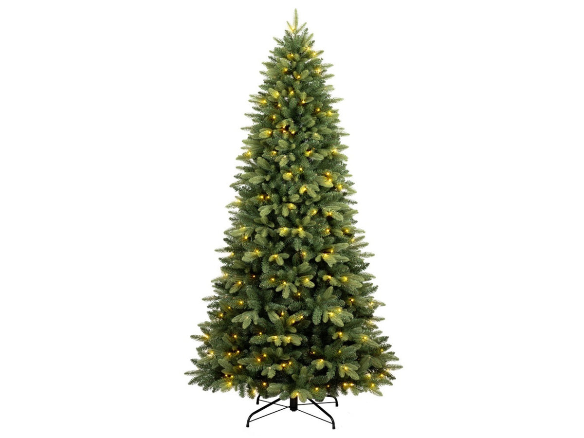 Albero Utah 240cm con 500 led bianco caldo e giochi di luce 1709rami diametro 116cm pe+pvc montaggio ad ombrello