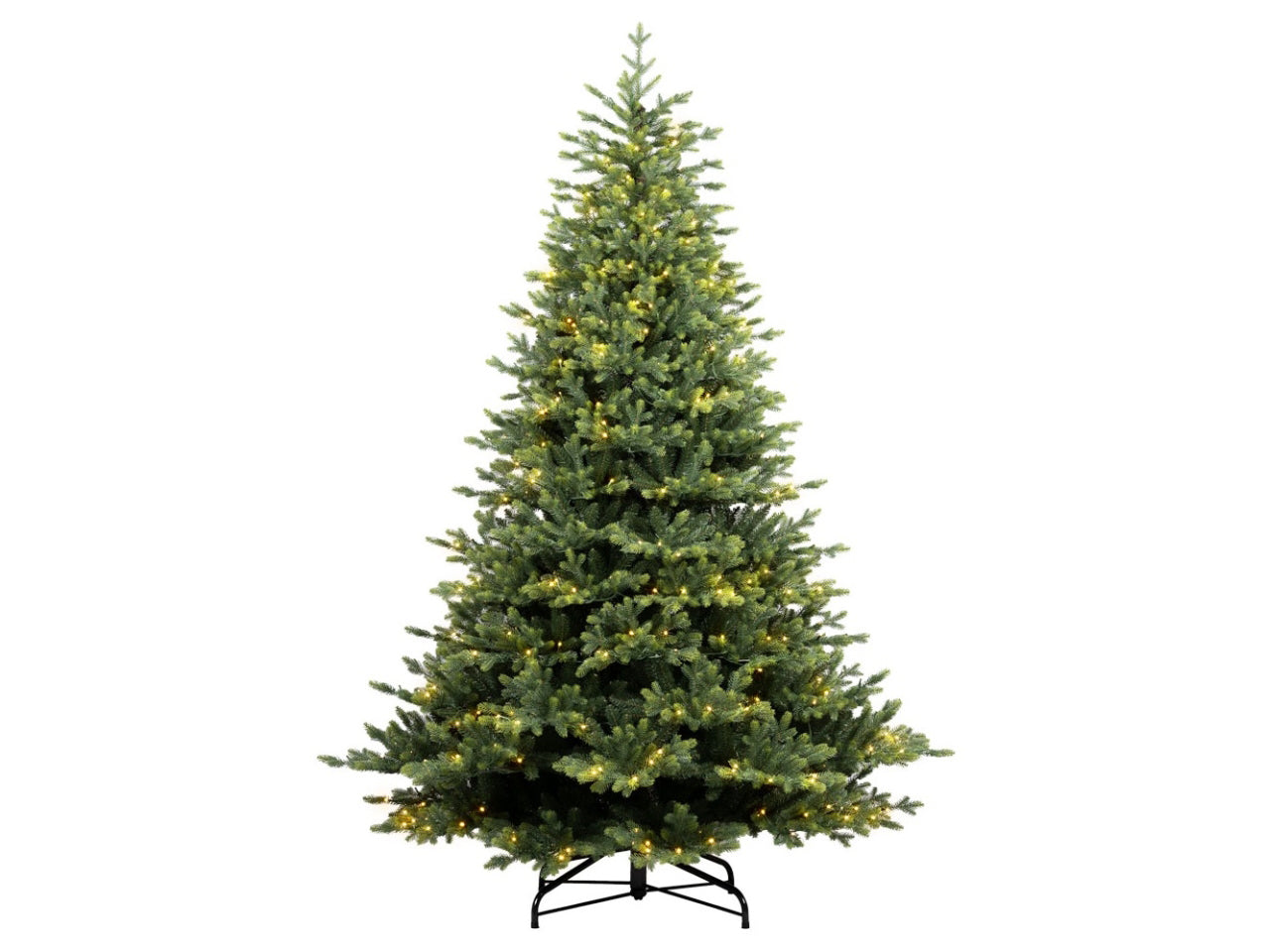 Albero varenna 210cm con 500led bianco caldo e giochi di luce 1910 rami diametro 142cm pe+pvc montaggio ad ombrello