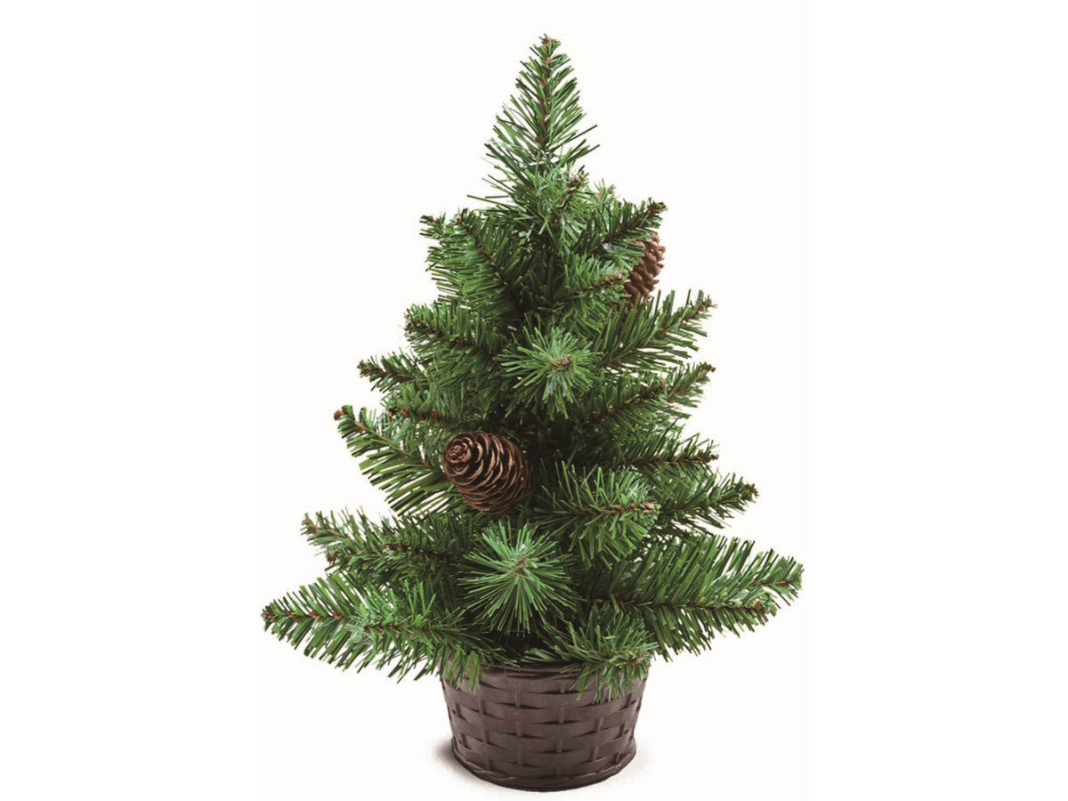 Albero 45cm con pigne e cestino, 52rami diametro 30cm