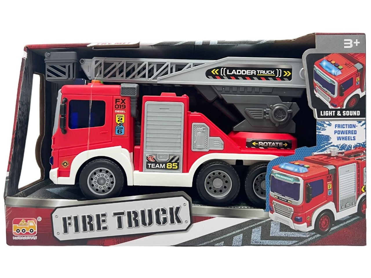 Camion pompieri a frizione con luci e suoni assortiti