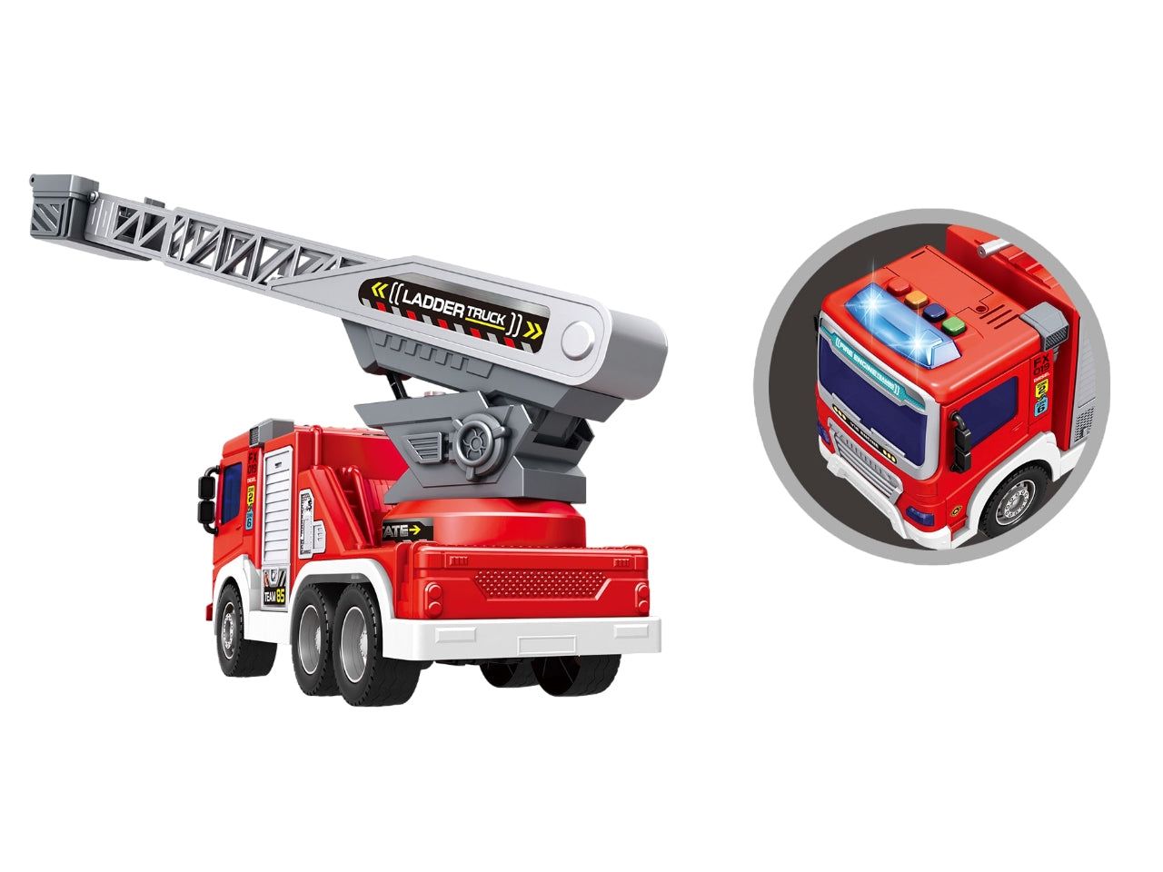 Camion pompieri a frizione con luci e suoni assortiti