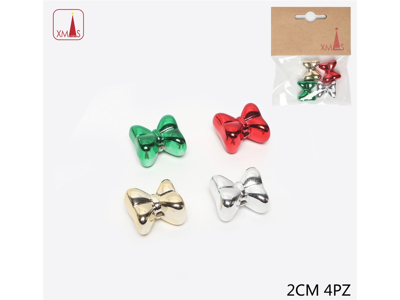 Applicazioni fiocchetti 2cm colorati in confezione da 4 pezzi