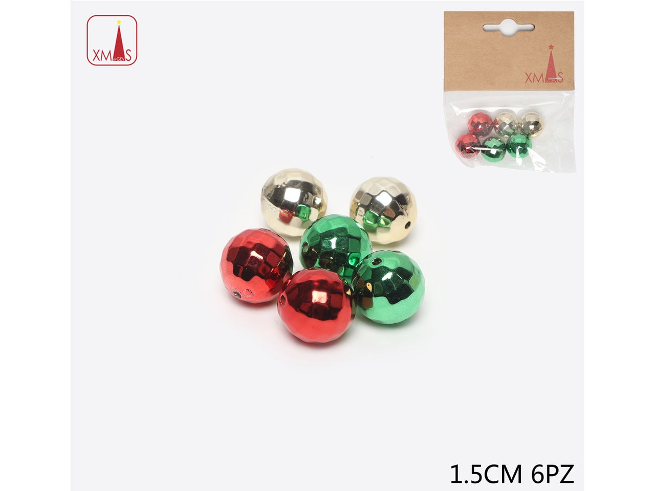 Applicazioni sfere 1,5cm colorate in confezione da 6 pezzi